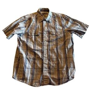 Sideout Boys Large Blue Grey Plaid Short Sleeve Button Down Shirt Casual Top